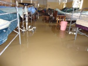 One of the flooded  wards at Kilembe Hospital