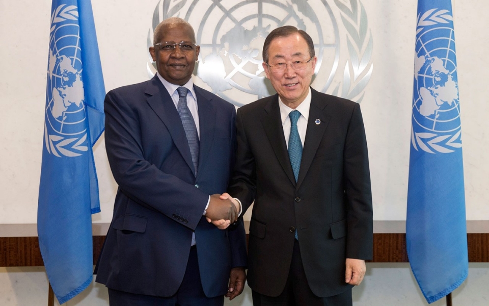 Sam Kuteesa and UN Chief Ban Ki Moon at an earlier event
