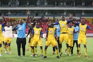 KCCA players celebrating after quaiftying for first round