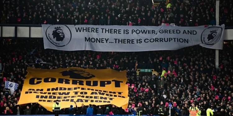 Everton fans take aim at Premier League after 10-point penalty